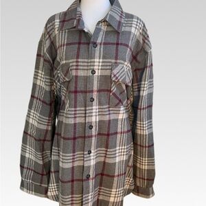 Club Room  cherpa Men’s Gray Plaid Utility Jacket size 3XL